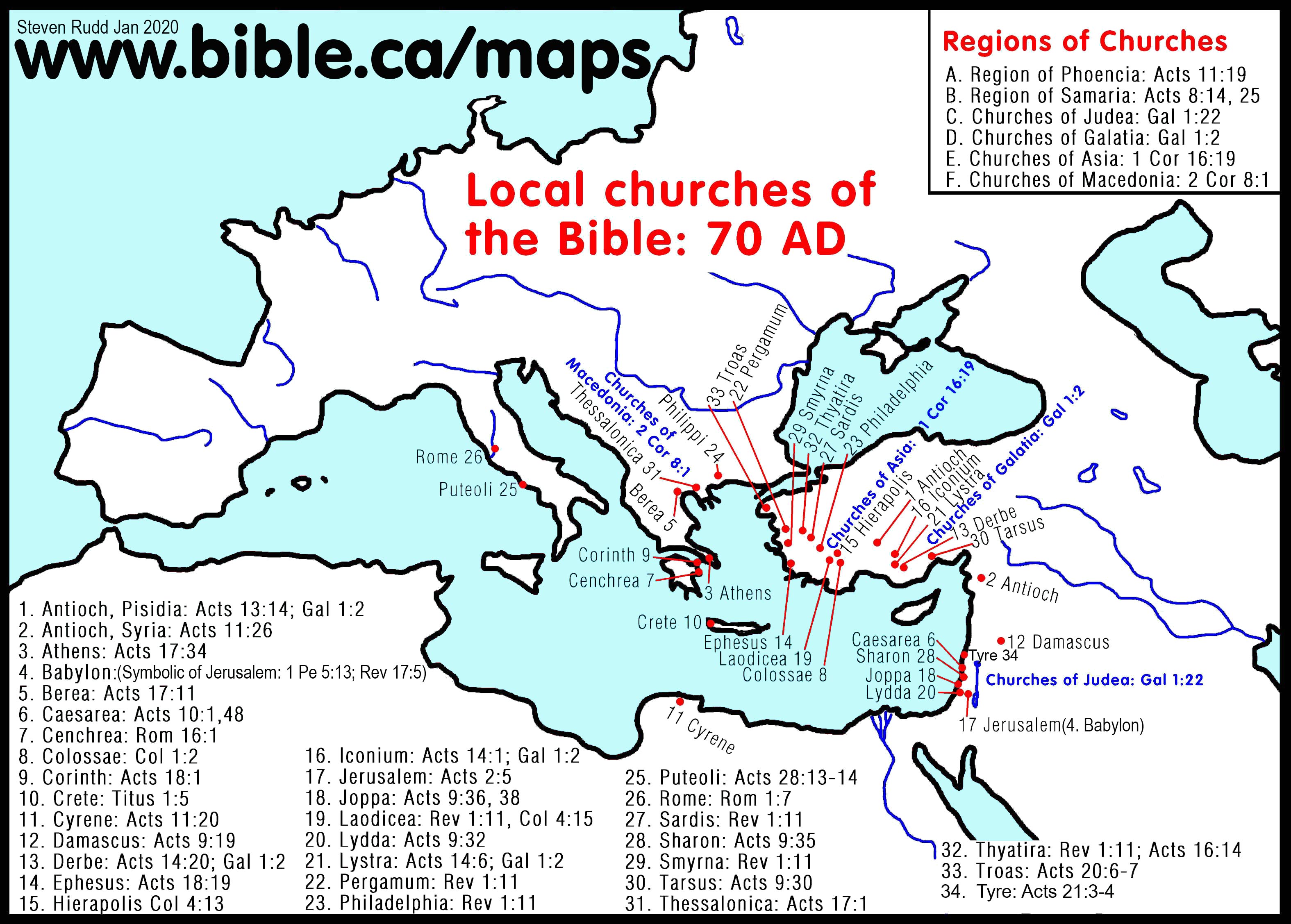 Directory Of Churches Mentioned In The Bible 33 100 AD